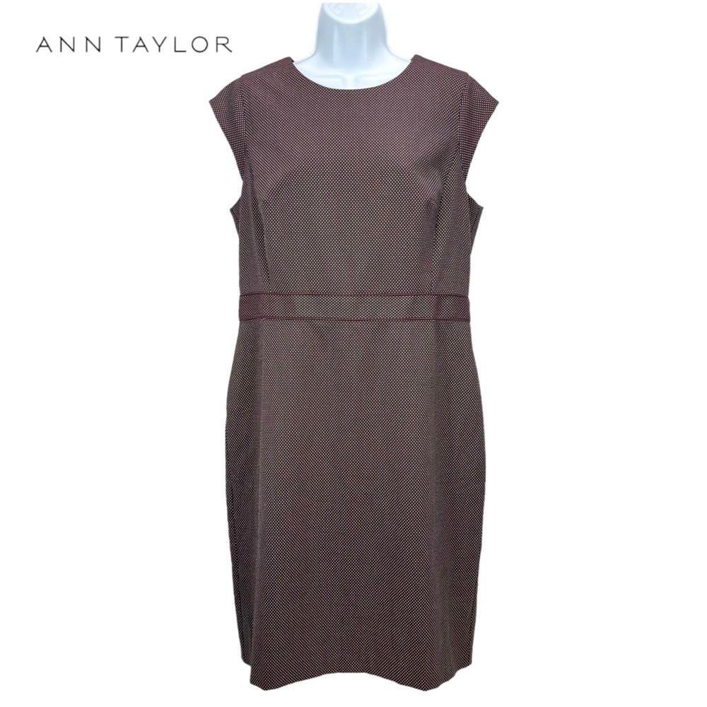 Ann Taylor Womens 14P Petite Burgundy Textured Sheath Dress‎ Work Career